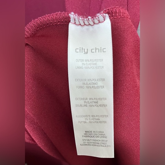 City Chic, Ruby Color,  X Front Skater Dress, Size XXL/24, Polyester/Elastane - Picture 5 of 7